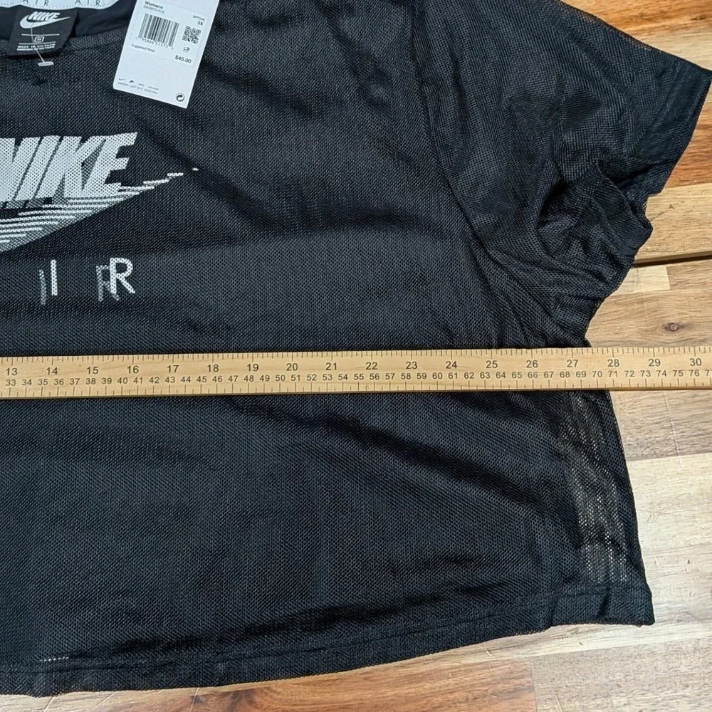 NWT Nike Womens Air Mesh Crop Top 3X Black White Logo Layered Tee Plus Sporty
